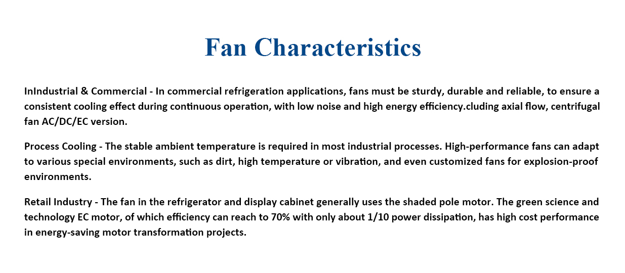 refrigeration fan characteristics